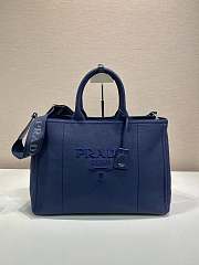 Prada Linen Blend Large Handbag Navy Blue 2VG131 - 43x30x20cm - 1
