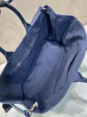 Prada Linen Blend Large Handbag Navy Blue 2VG131 - 43x30x20cm - 2