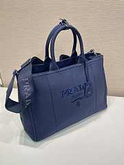 Prada Linen Blend Large Handbag Navy Blue 2VG131 - 43x30x20cm - 3