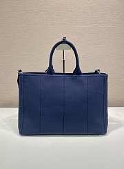 Prada Linen Blend Large Handbag Navy Blue 2VG131 - 43x30x20cm - 5