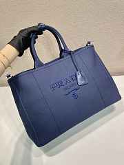 Prada Linen Blend Large Handbag Navy Blue 2VG131 - 43x30x20cm - 6