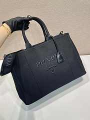 Prada Linen Blend Large Handbag Black 2VG131 - 43x30x20cm - 3