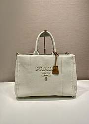 Prada Linen Blend Large Handbag White 2VG131 - 43x30x20cm - 1