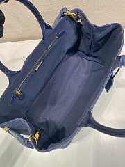Prada Linen Blend Medium Handbag Navy Blue 1BG554 - 33x20x18cm - 6