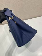 Prada Linen Blend Medium Handbag Navy Blue 1BG554 - 33x20x18cm - 3