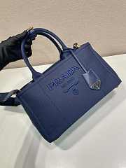 Prada Linen Blend Medium Handbag Navy Blue 1BG554 - 33x20x18cm - 2
