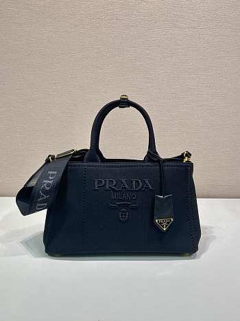 Prada Linen Blend Medium Handbag Black 1BG554 - 33x20x18cm