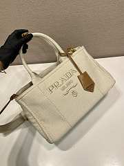 Prada Linen Blend Medium Handbag White 1BG554 - 33x20x18cm - 6
