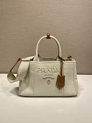 Prada Linen Blend Medium Handbag White 1BG554 - 33x20x18cm - 5