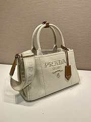 Prada Linen Blend Medium Handbag White 1BG554 - 33x20x18cm - 2