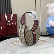 Gucci Ophidia Small Shoulder Bag In Beige Dark Brown GG Monogram Rosso Ancora Red Leather - 20x14.5x4cm - 4