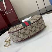 Gucci Ophidia Small Shoulder Bag In Beige Dark Brown GG Monogram Rosso Ancora Red Leather - 20x14.5x4cm - 6