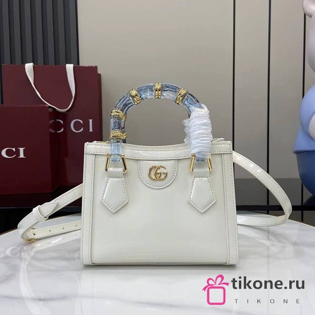 Gucci Diana Small Tote Bag In White Leather - 20x16x10cm - 1