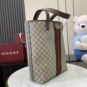 Gucci Ophidia Medium Tote Bag In Beige Dark Brown GG Monogram Brown Leather - 36x30x12.5cm - 3