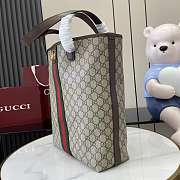 Gucci Ophidia Medium Tote Bag In Beige Dark Brown GG Monogram Brown Leather - 36x30x12.5cm - 4