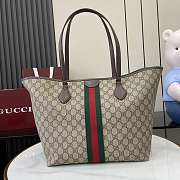 Gucci Ophidia Large Tote Bag In Beige Dark Brown GG Monogram Brown Leather - 31x28.5x20cm - 2