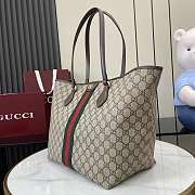 Gucci Ophidia Large Tote Bag In Beige Dark Brown GG Monogram Brown Leather - 31x28.5x20cm - 3