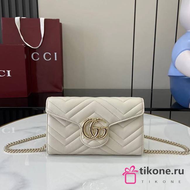 Gucci GG Marmont Wallet On Chain White - 20x12x4cm - 1