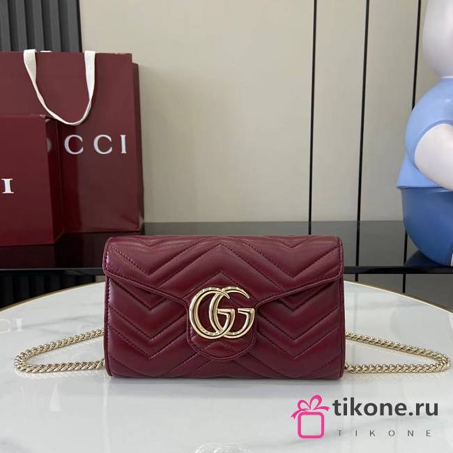 Gucci GG Marmont Wallet On Chain Rosso Ancora Red - 20x12x4cm - 1