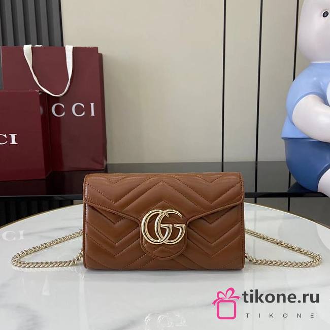 Gucci GG Marmont Wallet On Chain Brown - 20x12x4cm - 1