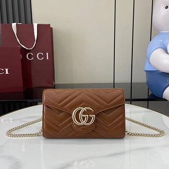 Gucci GG Marmont Wallet On Chain Brown - 20x12x4cm