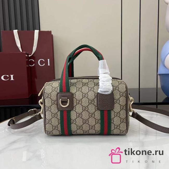 Gucci Mini GG Handbag Beige Dark Brown GG Monogram Brown Leather - 20x13x13cm - 1