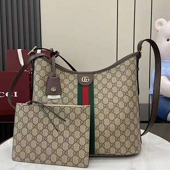 Gucci Ophidia Large Shoulder Bag Beige Dark Brown GG Monogram Brown Leather - 33.5x16x30cm
