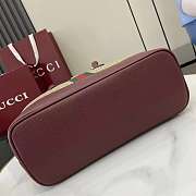Gucci Ophidia Medium Tote Bag In Beige Dark Brown GG Monogram Rosso Ancora Red Leather - 31x24x13cm - 5