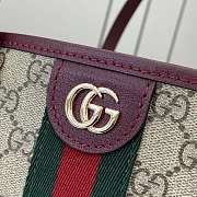 Gucci Ophidia Medium Tote Bag In Beige Dark Brown GG Monogram Rosso Ancora Red Leather - 31x24x13cm - 2