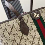Gucci Ophidia Medium Tote Bag In Beige Dark Brown GG Monogram Brown Leather - 31x24x13cm - 2