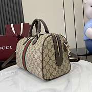 Gucci Ophidia Medium Boston Bag In Beige Dark Brown GG Monogram Brown Leather - 25x17x14cm - 3