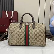 Gucci Ophidia Medium Boston Bag In Beige Dark Brown GG Monogram Brown Leather - 25x17x14cm - 5