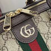 Gucci Ophidia Medium Boston Bag In Beige Dark Brown GG Monogram Brown Leather - 25x17x14cm - 6