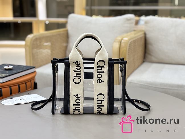 Chloe Small Woody Tote Bag In Jelly & Leather Black - 26x20x8cm - 1