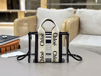 Chloe Small Woody Tote Bag In Jelly & Leather Black - 26x20x8cm