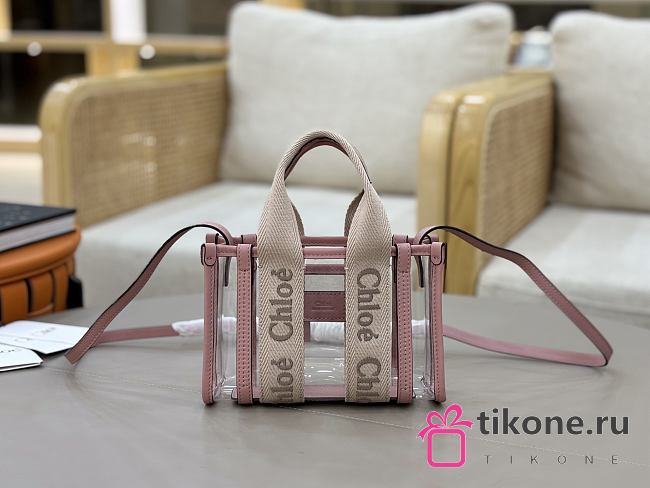 Chloe Mini Woody Tote Bag In Jelly & Leather Pink - 20x14x6cm - 1