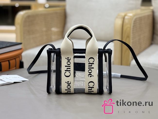 Chloe Mini Woody Tote Bag In Jelly & Leather Black - 20x14x6cm - 1