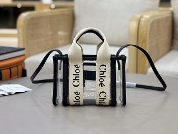 Chloe Mini Woody Tote Bag In Jelly & Leather Black - 20x14x6cm