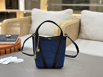 Chloe Small Spin Tote Bag In Denim Submarine Blue - 18x19x8 cm