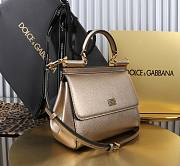 Dolce & Gabbana Metallic Leather Medium Sicily Handbag - 20x18.5x10cm - 5