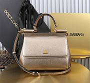 Dolce & Gabbana Metallic Leather Medium Sicily Handbag - 20x18.5x10cm - 2