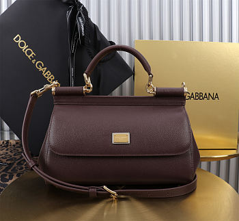 Dolce & Gabbana Elongated Medium Sicily Handbag Burgundy - 25x17x9cm