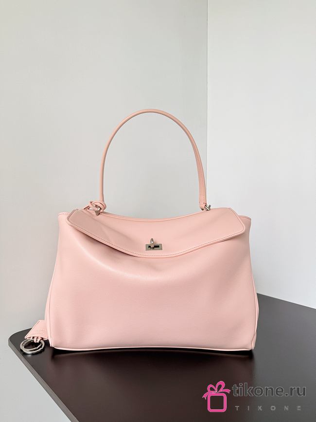Balenciaga Rodeo Medium Handbag in Smooth Calfskin Pink Silver Hardware - 35x23x11cm - 1