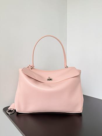Balenciaga Rodeo Medium Handbag in Smooth Calfskin Pink Silver Hardware - 35x23x11cm