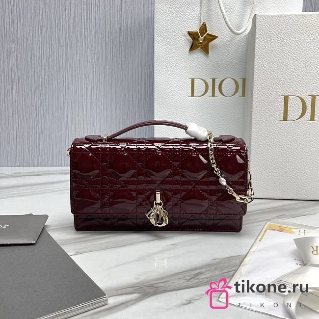 My Dior Mini Bag Burgundy Patent Cannage Calfskin - 21x11.5x4.5cm - 1