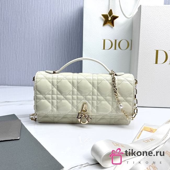 My Dior Mini Bag Off White Patent Cannage Calfskin - 21x11.5x4.5cm - 1