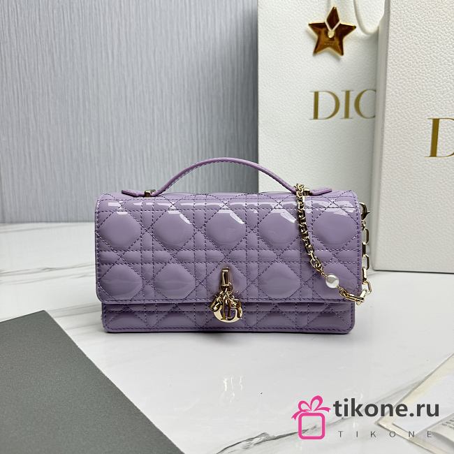 My Dior Mini Bag Purple Patent Cannage Calfskin - 21x11.5x4.5cm - 1