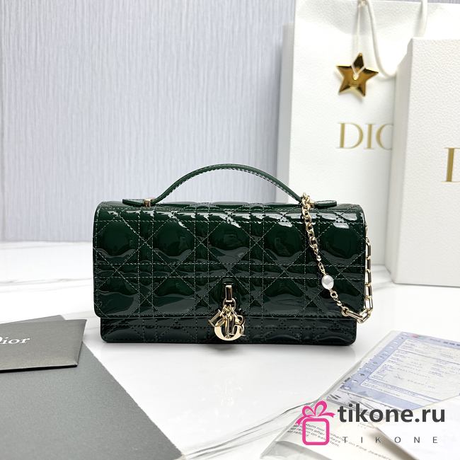 My Dior Mini Bag Green Patent Cannage Calfskin - 21x11.5x4.5cm - 1