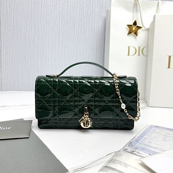 My Dior Mini Bag Green Patent Cannage Calfskin - 21x11.5x4.5cm