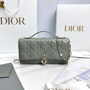 My Dior Mini Bag Stone Gray Patent Cannage Calfskin - 21x11.5x4.5cm